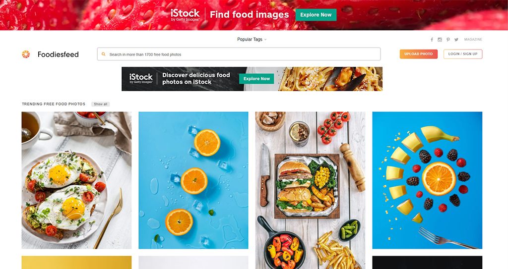 Foodiesfeed homepage