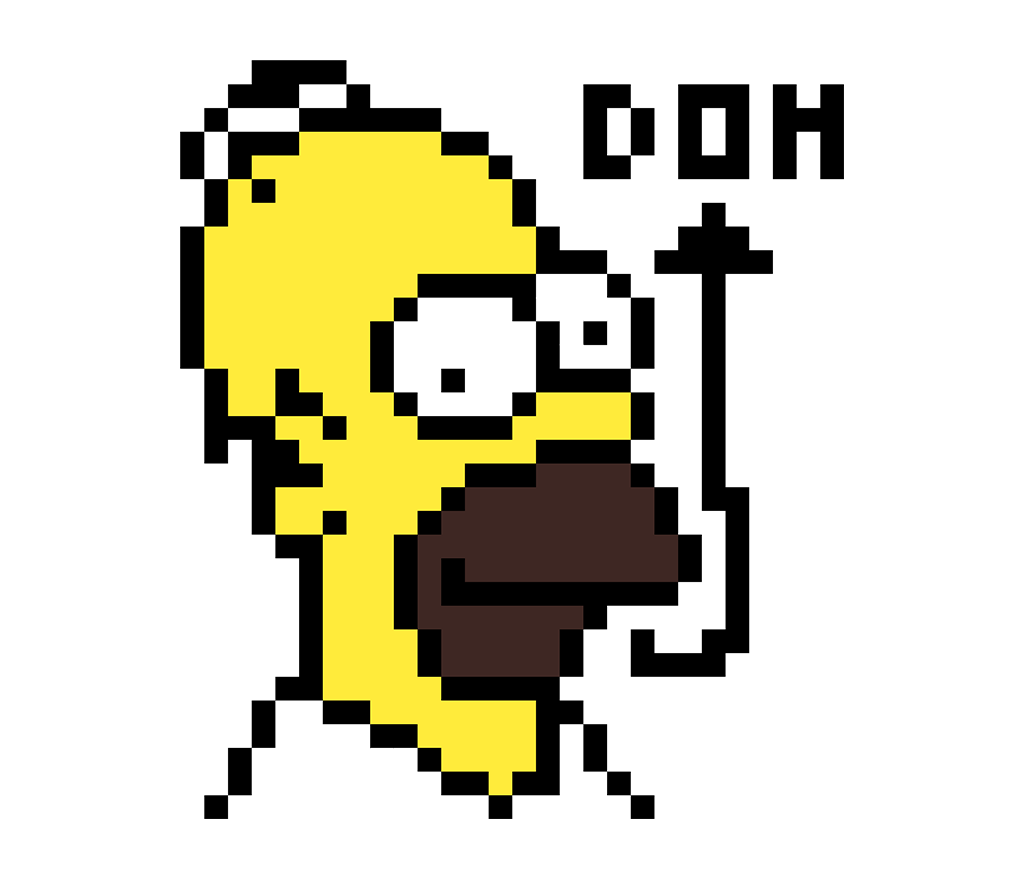 Pixelated image of Homer Simpson