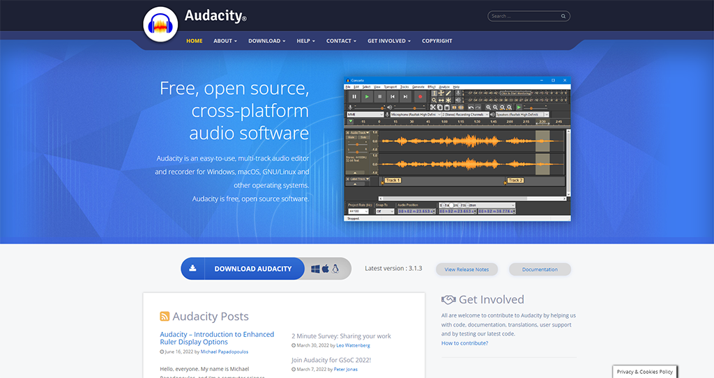Audacity homepage