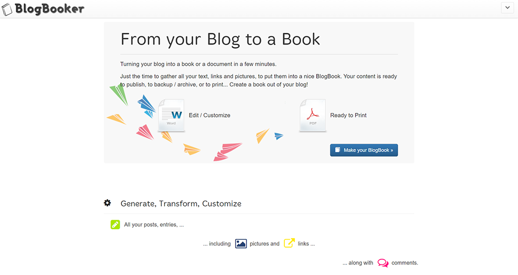 BlogBooker homepage