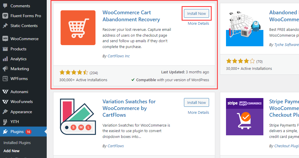 Install WooCommerce Cart Abandonment Recovery